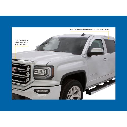  Auto Ventshade 894033-G1W Color Match Low Profile Ventvisor Side Window Deflector, 4-Piece Set for 2016-2018 GMC Sierra 1500 Crew Cab, White Frost Tricoat