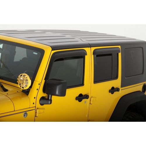  Auto Ventshade 94249 Original Ventvisor Side Window Deflector Dark Smoke, 4-Piece Set for 2007-2018 Jeep Wrangler JK