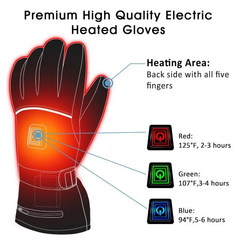  Autocastle Heated Gloves Includes 7.4V Li-ion Battery, Rechargeable Camping Hand Warmer Men Woman Mittens for Cold Winter Perfect for Snowboarding Shredding Shoveling Snowballs Riding Climbin