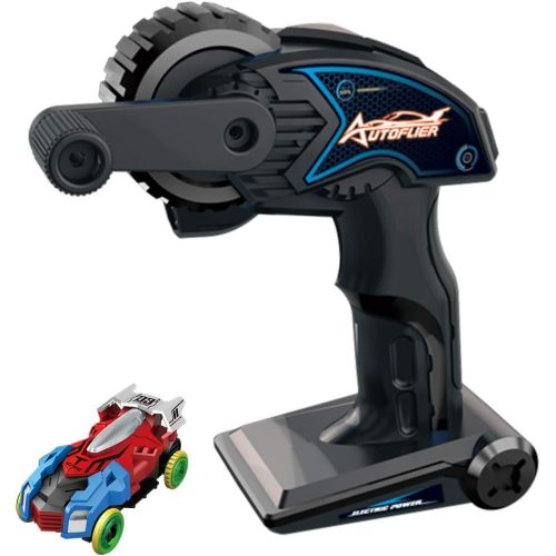  [아마존베스트]Autoflier Hand Rolling Slot Car Race Track Set, Patented Hand Cranked Remote Control Speed Booster, R/C Race Car Playset with Free Assembly Stunt Track for Kids Age 6+