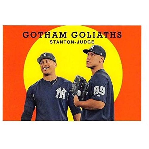  Autograph Warehouse Aaron Judge Giancarlo Stanton baseball card (New York Yankees Sluggers) 2018 Topps Archives #304 Gotham Goliaths