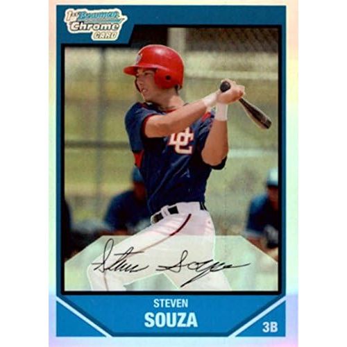  Autograph Warehouse Steven Souza baseball card (Washington Nationals Tampa Bay Rays Slugger) 2007 Topps Bowman Chrome #BDPP35 Rookie