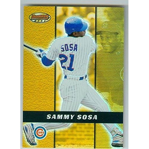  Autograph Warehouse Sammy Sosa baseball card (Chicago Cubs Slugger) 2000 Topps Bowman Best #50