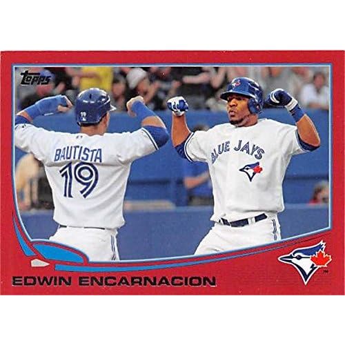  Autograph Warehouse Edwin Encarnacion baseball card (Toronto Blue Jays Slugger) 2013 Topps #310 Target Red Edition