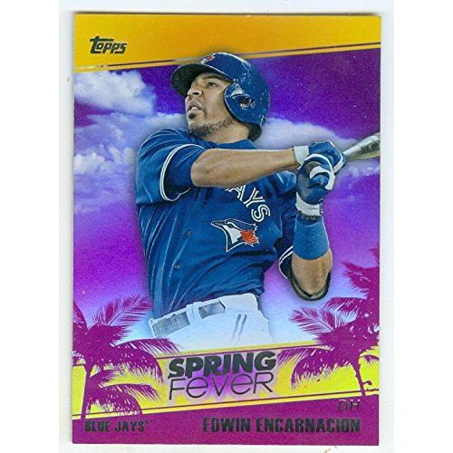  Autograph Warehouse Edwin Encarnacion baseball card (Toronto Blue Jays Slugger) 2014 Topps #SF44 Spring Fever Refractor Corner Nubbed