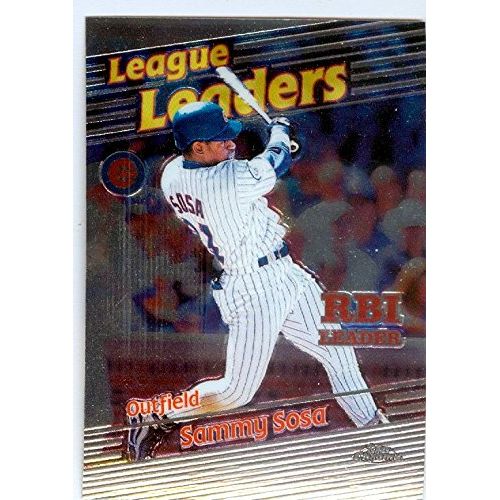  Autograph Warehouse Sammy Sosa baseball card (Chicago Cubs Slugger) 1999 Topps Chrome #225 RBI Leaders