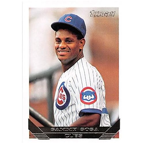  Autograph Warehouse Sammy Sosa baseball card (Chicago Cubs Slugger) 1993 Topps Gold #156