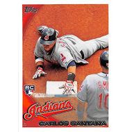 Autograph Warehouse Carlos Santana baseball card (Cleveland Indians Slugger) 2010 Topps #US330 Rookie