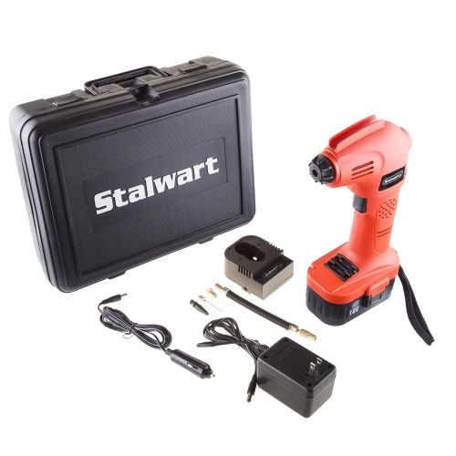  Automatic Cordless Air Compressor Portable Tire Inflator Rechargeable Handheld Emergency PSI/BAR Pump With Needles and Hose for Car Truck RV by Stalwart (18V)