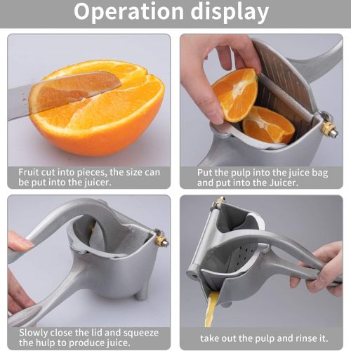  Automoness Manual Fruit Juicer, Single Press Lemon Squeezer,Heavy Duty Aluminum Alloy Citrus Lemon Juicer Hand Press With Seed Filter, Hand Held Lemon Lime, Pomegranates,Orange, Ap