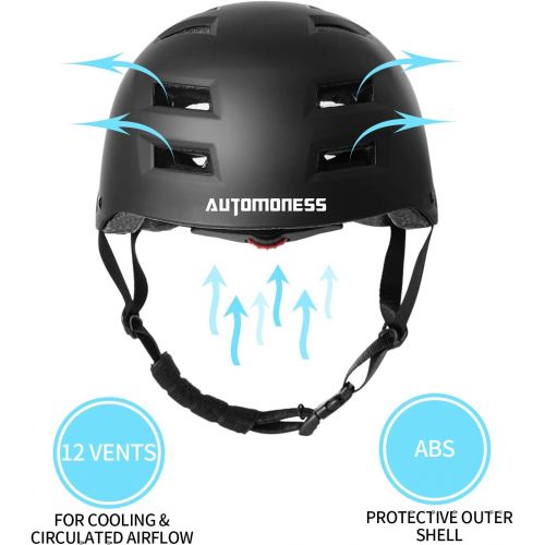  Automoness Skateboard Helmet Multi Sports Bike Cycling Scooter Inline Roller Skating Longboard 3 Sizes Adjustable Lightweight Ventilated Protective Helmet for Kids Youth Adults