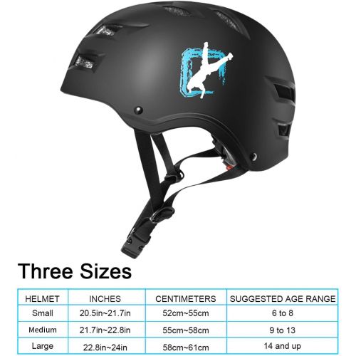  Automoness Skateboard Helmet Multi Sports Bike Cycling Scooter Inline Roller Skating Longboard 3 Sizes Adjustable Lightweight Ventilated Protective Helmet for Kids Youth Adults