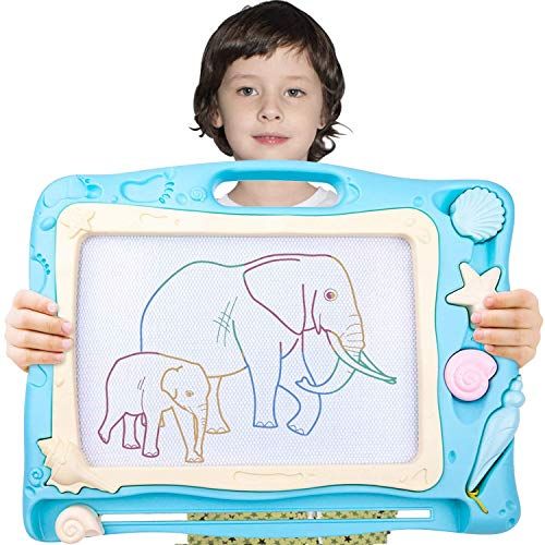  [아마존베스트]Automoness Magnetic Drawing Board, 16.53 ”x 12.28”x 1.65” Large Erasable Doodle Board Writing Painting Sketch Pad for Kids with 3 Stamps and 1 Pen Children Toddlers Toys