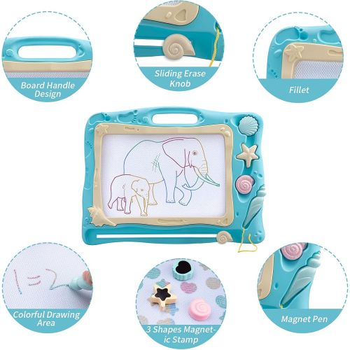  [아마존베스트]Automoness Magnetic Drawing Board, 16.53 ”x 12.28”x 1.65” Large Erasable Doodle Board Writing Painting Sketch Pad for Kids with 3 Stamps and 1 Pen Children Toddlers Toys