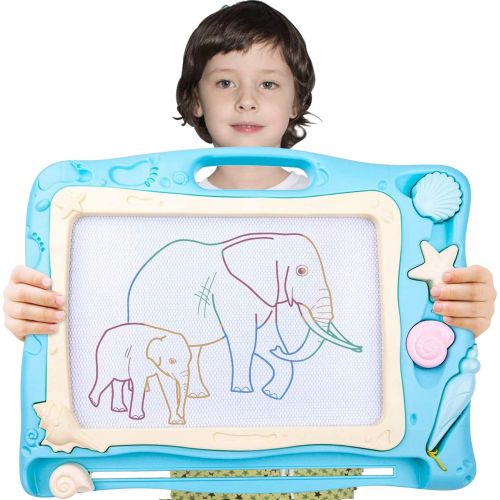  [아마존베스트]Automoness Magnetic Drawing Board, 16.53 ”x 12.28”x 1.65” Large Erasable Doodle Board Writing Painting Sketch Pad for Kids with 3 Stamps and 1 Pen Children Toddlers Toys