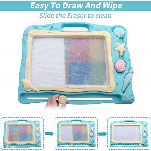  [아마존베스트]Automoness Magnetic Drawing Board, 16.53 ”x 12.28”x 1.65” Large Erasable Doodle Board Writing Painting Sketch Pad for Kids with 3 Stamps and 1 Pen Children Toddlers Toys