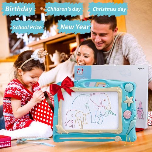  [아마존베스트]Automoness Magnetic Drawing Board, 16.53 ”x 12.28”x 1.65” Large Erasable Doodle Board Writing Painting Sketch Pad for Kids with 3 Stamps and 1 Pen Children Toddlers Toys