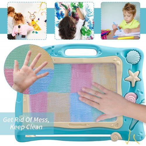  [아마존베스트]Automoness Magnetic Drawing Board, 16.53 ”x 12.28”x 1.65” Large Erasable Doodle Board Writing Painting Sketch Pad for Kids with 3 Stamps and 1 Pen Children Toddlers Toys