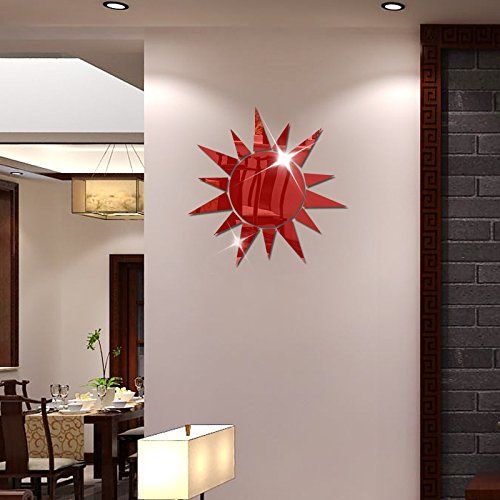  Autulet autulet 3D Acrylic Sun-Shaped Mirror Wall Sticker for Living Room Home Decoration Silver