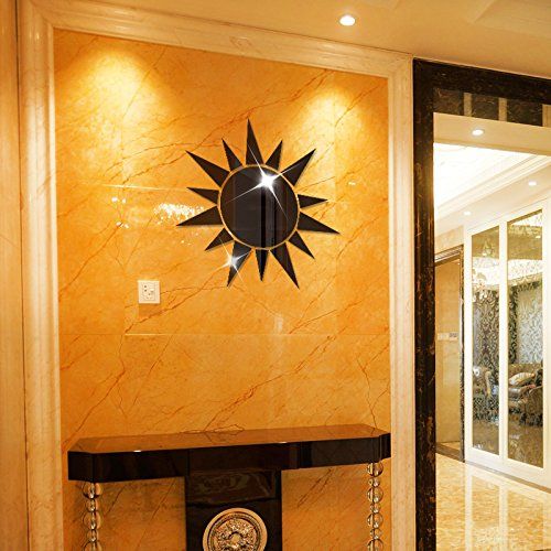  Autulet autulet 3D Acrylic Sun-Shaped Mirror Wall Sticker for Living Room Home Decoration Silver