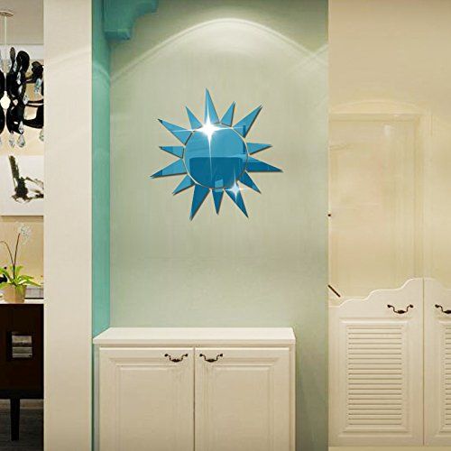  Autulet autulet 3D Acrylic Sun-Shaped Mirror Wall Sticker for Living Room Home Decoration Silver