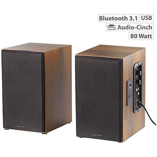  [아마존베스트]-Service-Informationen auvisio Active boxes: active stereo shelf speaker set in wooden housing with Bluetooth (active speakers).