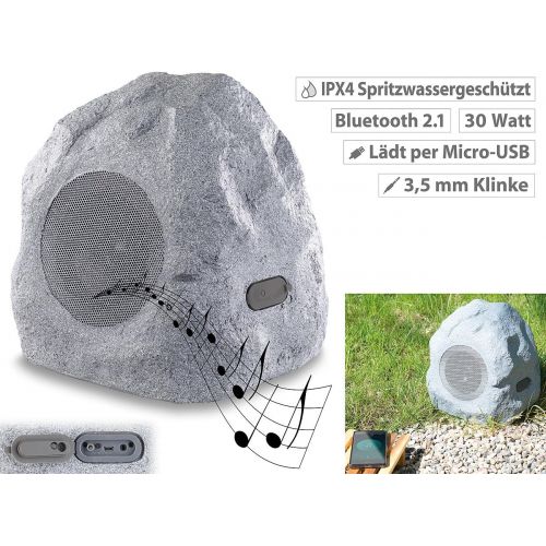  [아마존베스트]-Service-Informationen auvisio Garden speaker: garden and outdoor speaker in stone design, Bluetooth, 30 W, IPX4 (garden speaker Bluetooth)