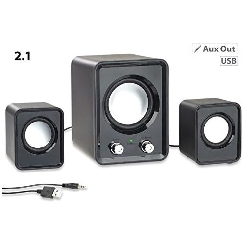  auvisio Laptop Speaker: 2.1 Speaker System with Subwoofer and USB Power Supply 20 Watt (Speaker PC)