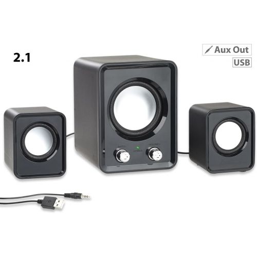  auvisio Laptop Speaker: 2.1 Speaker System with Subwoofer and USB Power Supply 20 Watt (Speaker PC)