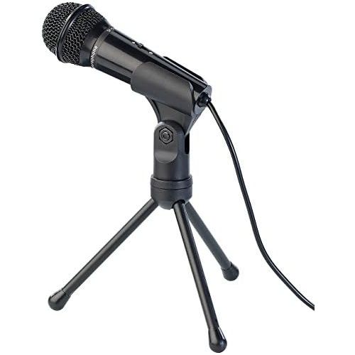  [아마존베스트]auvisio Stand Microphones: Condenser Microphone with Tripod for PC and Notebook 3.5 mm Jack Stand Microphone