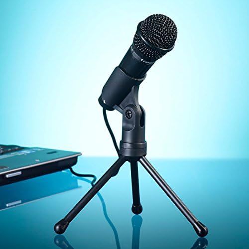  [아마존베스트]auvisio Stand Microphones: Condenser Microphone with Tripod for PC and Notebook 3.5 mm Jack Stand Microphone