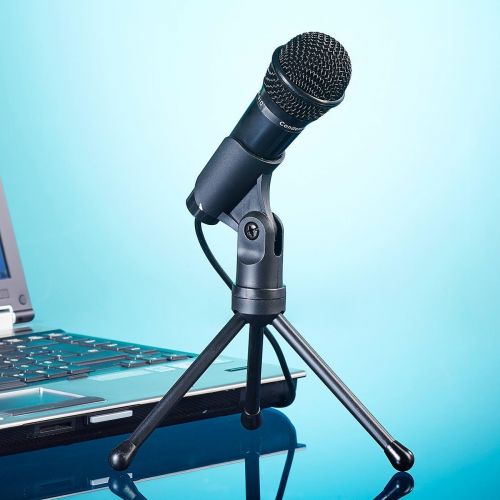  [아마존베스트]auvisio Stand Microphones: Condenser Microphone with Tripod for PC and Notebook 3.5 mm Jack Stand Microphone