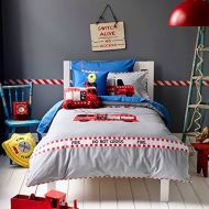 Auvoau Fire Truck Vehicles Trucks Kids Boys Bedding Set (Twin-Fitted Sheet, 3 Pieces)