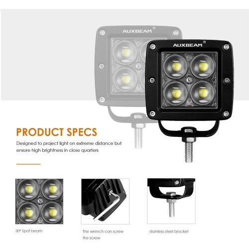  [아마존 핫딜] Auxbeam 3 Inch LED Light Bar 20w LED Pods Fog Lights Square Cube Lights Spot Beam Driving Light Waterproof for Offroad Truck 4WD SUV ATV UTV (Pack of 2)