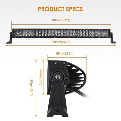  Auxbeam LED Light Bar 52 Inch 300W Off-Road Driving Lights Spot Flood Combo Led Work Light 5D Lens with Wiring Harness for Car JEEP Truck Pickup SUV UTV