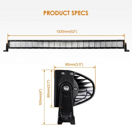  Auxbeam LED Light Bar 52 Inch 300W Off-Road Driving Lights Spot Flood Combo Led Work Light 5D Lens with Wiring Harness for Car JEEP Truck Pickup SUV UTV