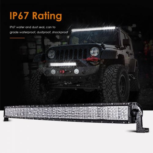  Auxbeam LED Light Bar 52 Inch 300W Off-Road Driving Lights Spot Flood Combo Led Work Light 5D Lens with Wiring Harness for Car JEEP Truck Pickup SUV UTV