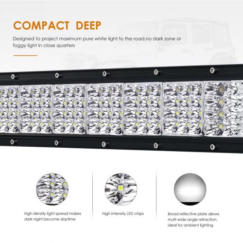  Auxbeam LED Light Bar 52 Inch 300W Off-Road Driving Lights Spot Flood Combo Led Work Light 5D Lens with Wiring Harness for Car JEEP Truck Pickup SUV UTV