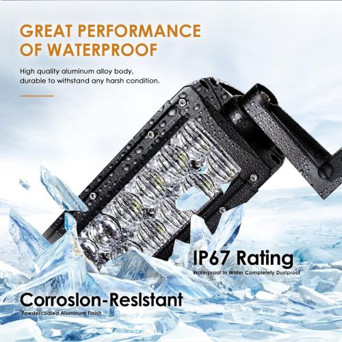  Auxbeam LED Light Bar 52 Inch 300W Off-Road Driving Lights Spot Flood Combo Led Work Light 5D Lens with Wiring Harness for Car JEEP Truck Pickup SUV UTV