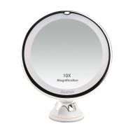 Auxmir 10X Magnifying LED Lighted Makeup Mirror, Vanity Mirror with 14 Natural White LED, Suction Base & 360° Rotation, Ideal for Bathroom & Travel, Batteries Included, Round, 5.12