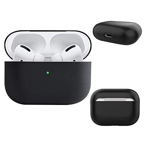  [아마존베스트]Auyuiiy DamonLight AirPods Pro Case [LED Visible on the Front] [Supports Wireless Charging] Airpods Pro Silicone Case{Airpods Pro} - Black