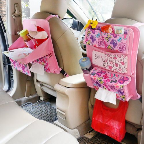  Ava & Kings Kids Backseat Organizer Large Car Mesh Auto Seat Cover Protector Storage Tray & Pouch...