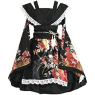 AvaCostume Womens Flower Printing Lace Edge Kimono Stlye Lolita Dress