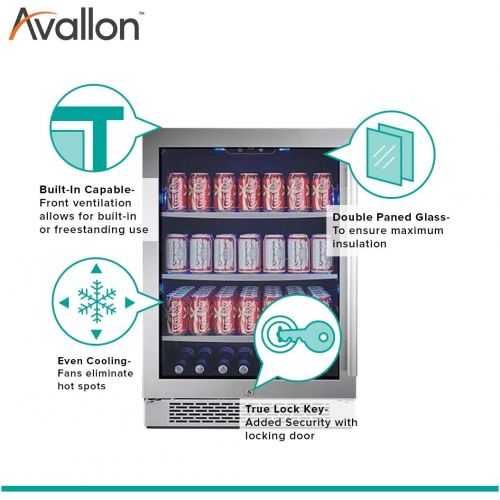  Avallon ABR241SGLH 152 Can Built-in Beverage Cooler - Left Hinge