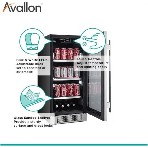  Avallon ABR151SGRH 86 Can 15 Built-in Beverage Cooler - Right Hinge