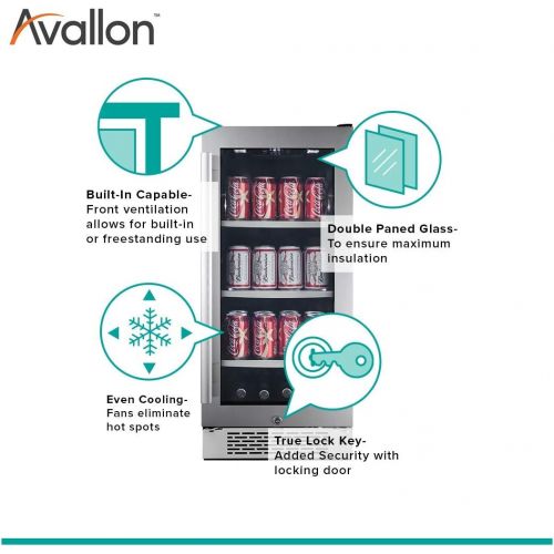  Avallon ABR151SGRH 86 Can 15 Built-in Beverage Cooler - Right Hinge