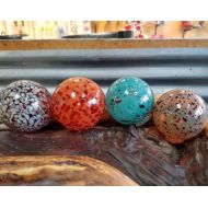 AvalonGlassworks Speckled Floats, Set of Four, 2.5-3.5 Decorative Glass Pond Floats, Blown Glass Garden Balls with Colorful Spots by Avalon Glassworks