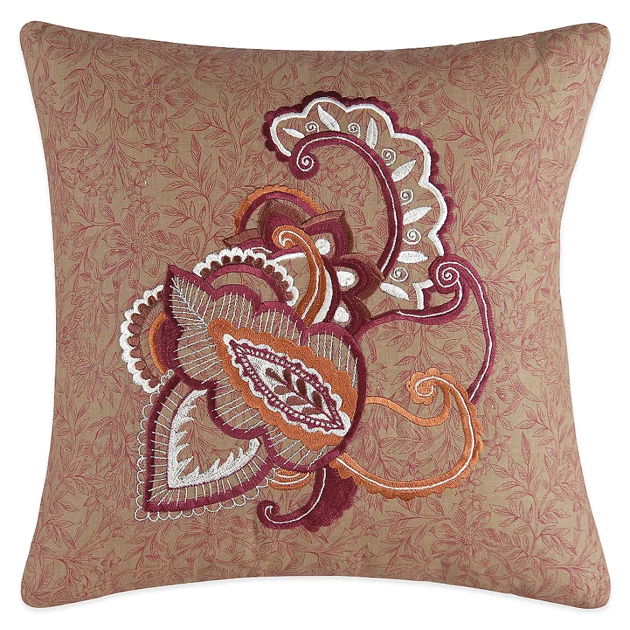Avanni Embroidered Square Throw Pillow