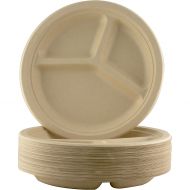 Avant Grub Restaurant-Grade, Biodegradable 9 Inch 3-Compartment Plates. Bulk 100 Pk. Great for Lunch and Dinner Parties. Disposable, Compostable Wheatstraw Divided Plates are Leakproof and Mi