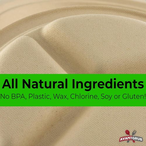  Avant Grub Restaurant-Grade, Biodegradable 9 Inch 3-Compartment Plates. Bulk 100 Pk. Great for Lunch and Dinner Parties. Disposable, Compostable Wheatstraw Divided Plates are Leakproof and Mi